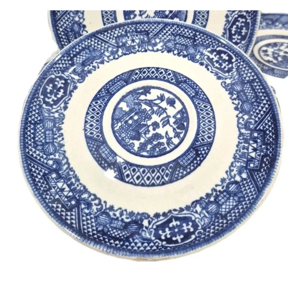 VINTAGE BLUE WILLOW PATTERN 5 7/8
